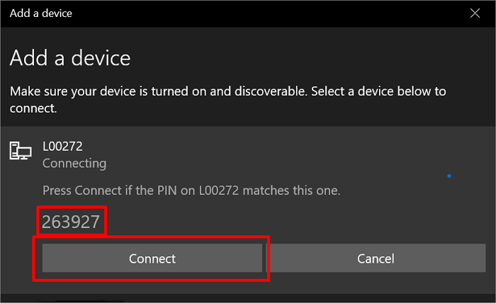 Verifique o código PIN e conecte
