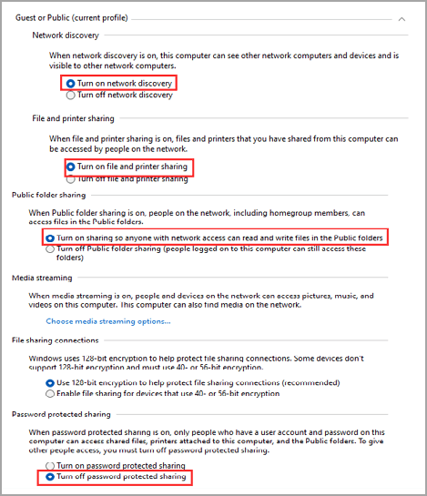 Alterar configurações avançadas de compartilhamento