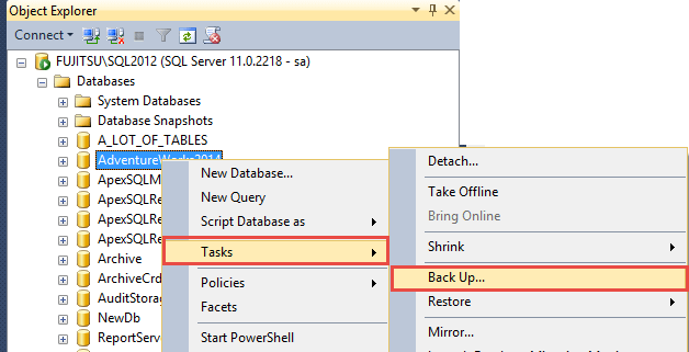 como transferir banco de dados de um servidor para outro usando backup e restauração step1