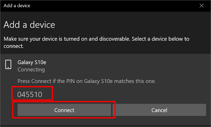 Verifique o PIN e conecte seu Android