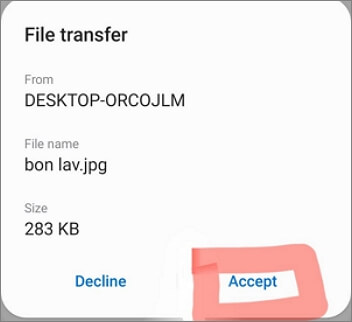 Aceitar a transferência de arquivos