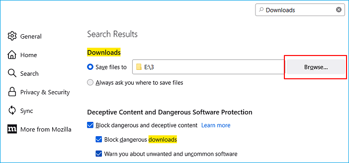 Alterar local de download