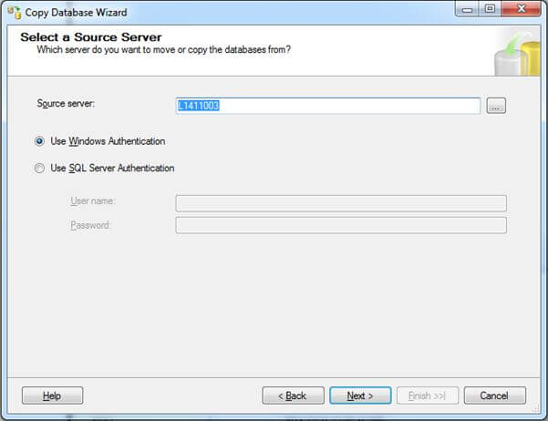 como transferir banco de dados de um servidor para outro usando o assistente de cópia de banco de dados step2