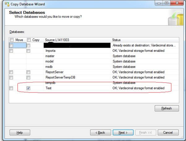 como transferir banco de dados de um servidor para outro usando o assistente de cópia de banco de dados step5