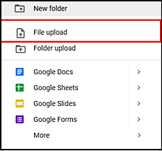 fazer upload do arquivo no google drive