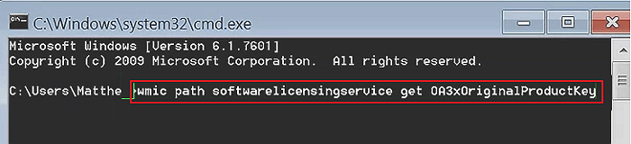 Encontre a chave do produto Windows 7 via cmd