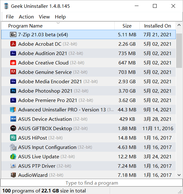 Imagem do Geek Uninstaller