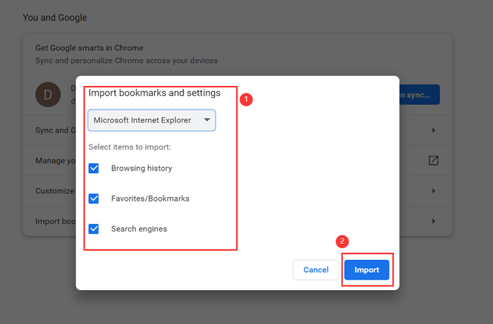 importar o marcador do IE para o Chrome - 2