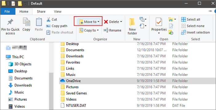 clique em mover para o botão
