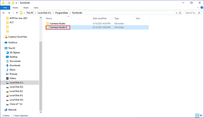 abra a pasta do estúdio do camtasia