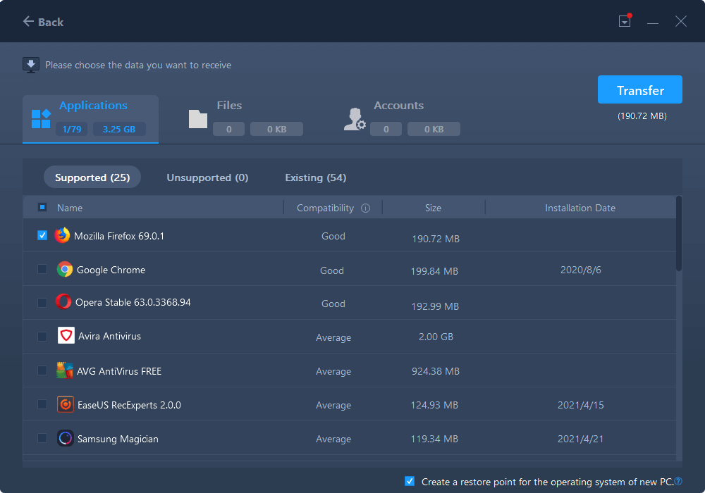 transferir aplicativos para pc