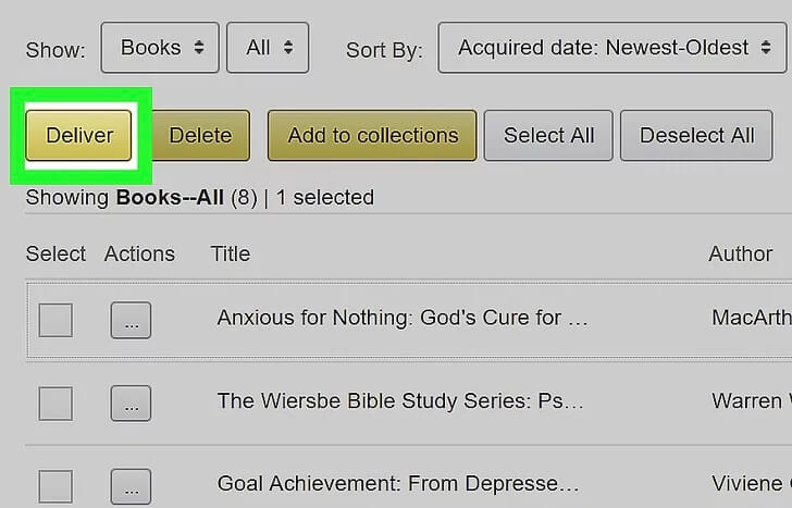 Clique em Entregar para transferir