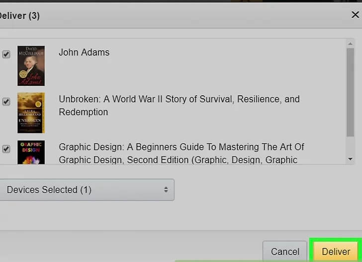 Confirme a transferência do kindle book