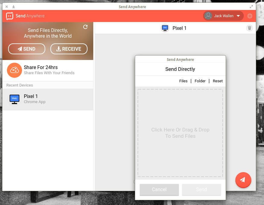 enviar arquivos por sendanywhere