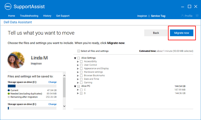 Configurar conteúdo de transferência