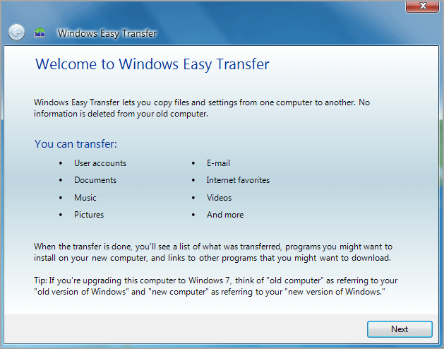 Transferência Fácil do Windows