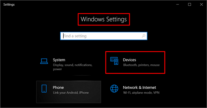 configurações do windows