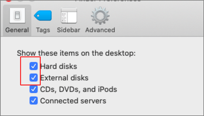 clique em discos rígidos disco externo