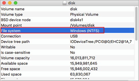 verifique se o seu dispositivo lacie está formatado em ntfs 2