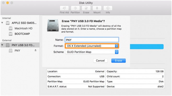 Clique na caixa suspensa Formato