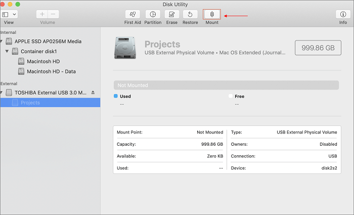 montagem de utilitário de disco
