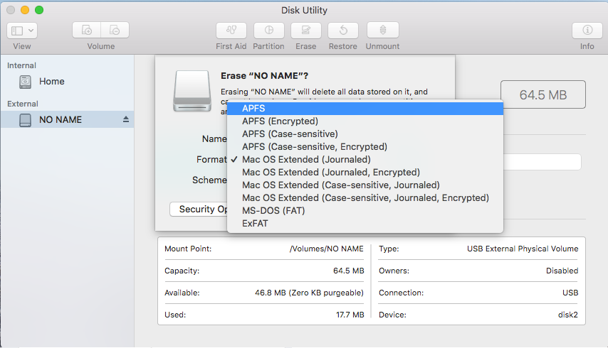 Formate a unidade Toshiba