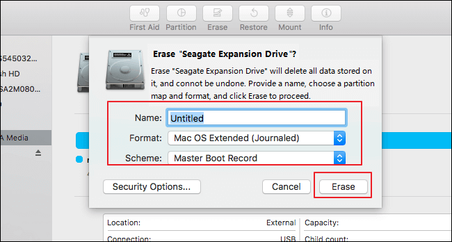 formatar unidade no utilitário de disco mac