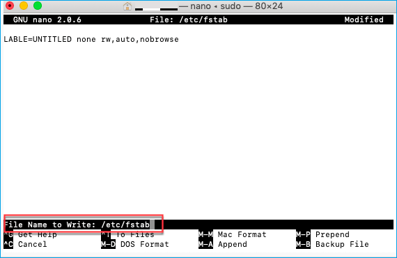 digitando o volume do rótulo no arquivo /etc/fstab