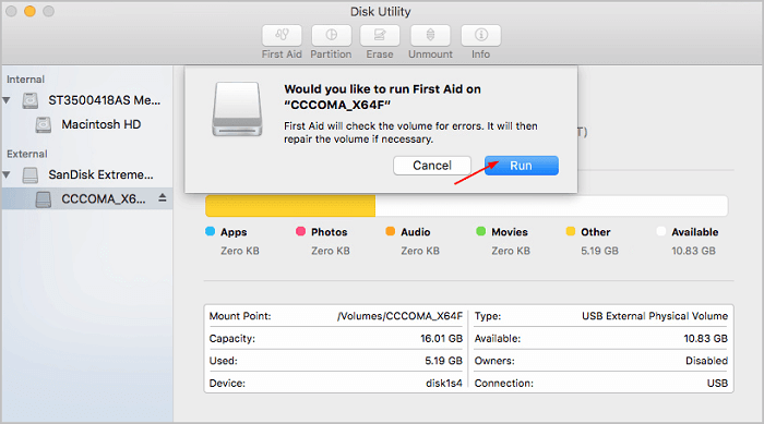 execute os primeiros socorros para reparar o erro da unidade lacie