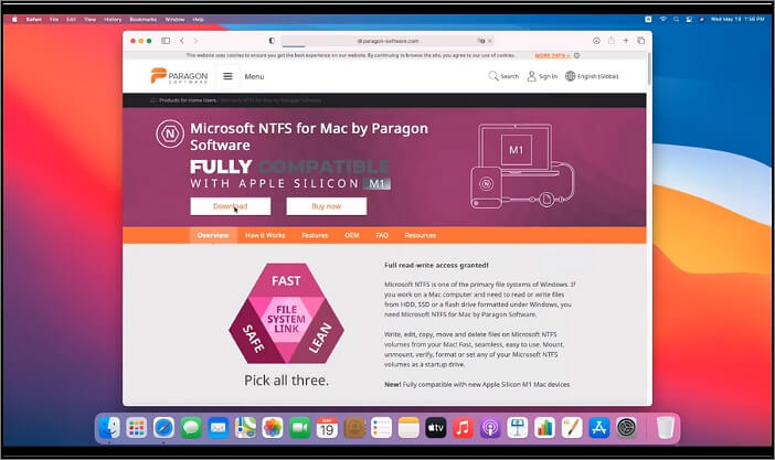 Baixe o software Paragon NTFS para Mac.