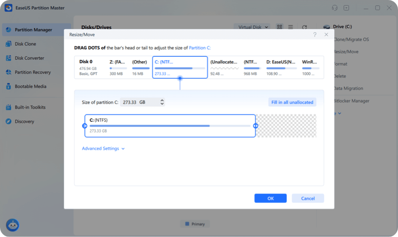 extend c drive for Windows 11 upgrade